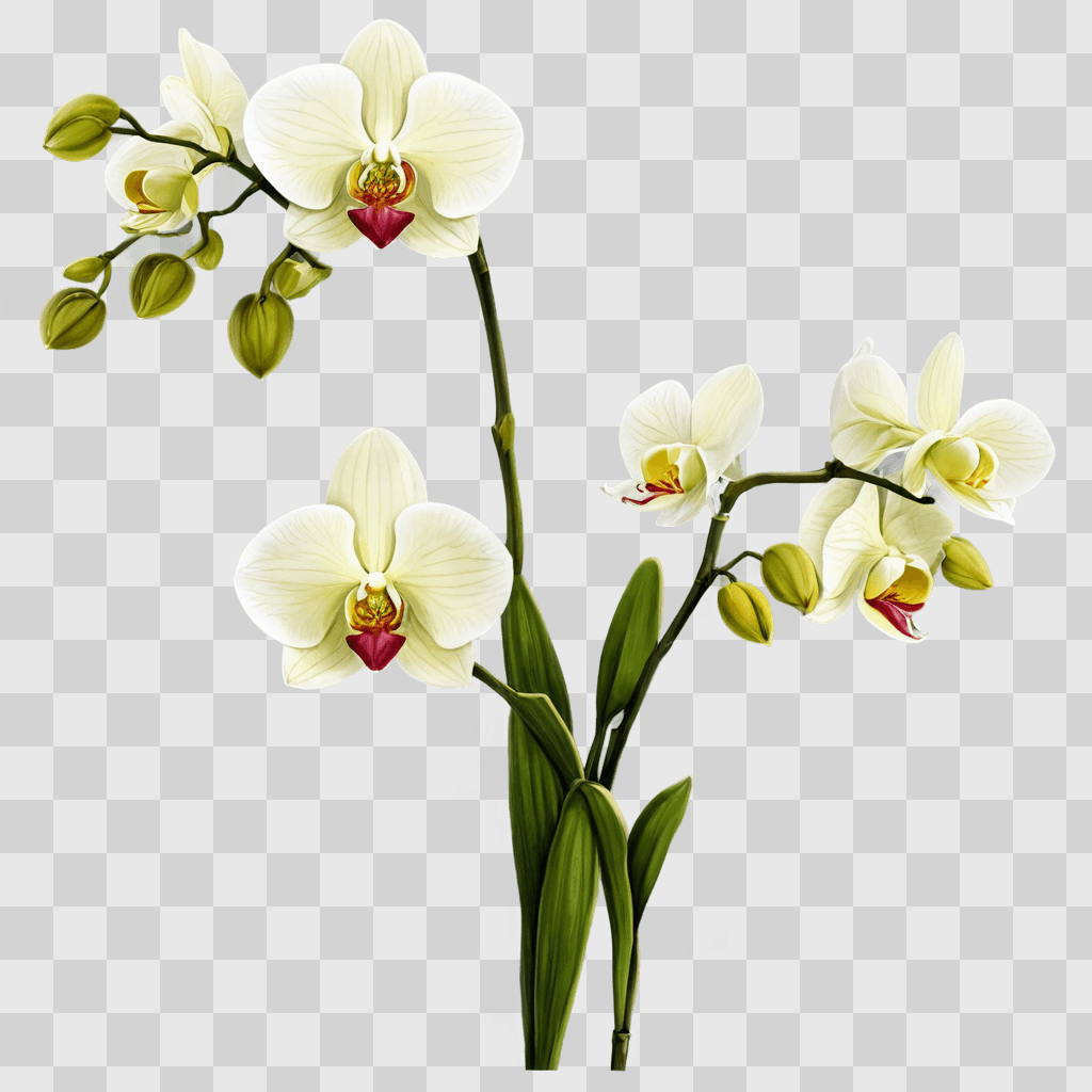 orchid flower drawing A colorful orchid with white petals