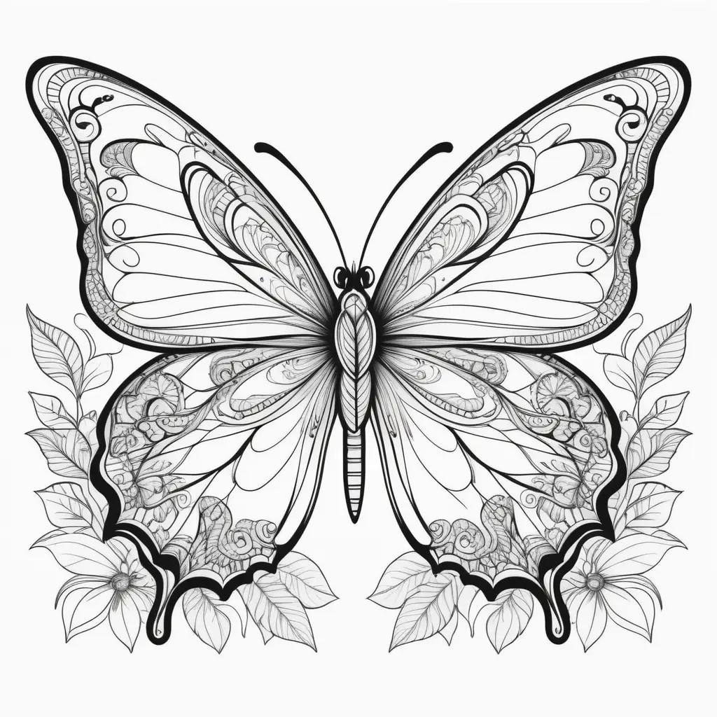 ornate butterfly is featured on a coloring page