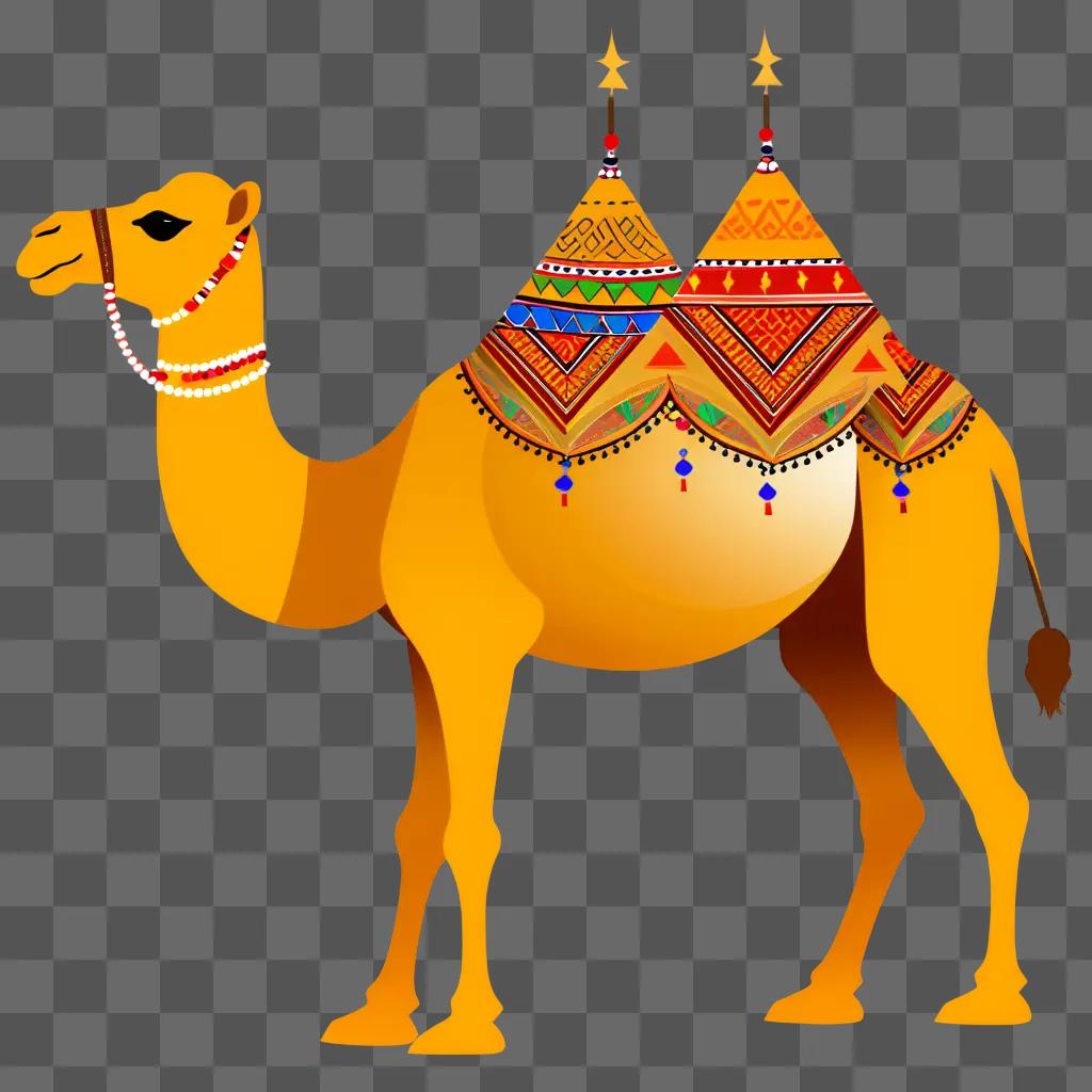 ornate camel clipart with decorative details