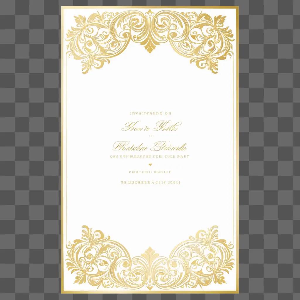 ornate invitation with a gold border