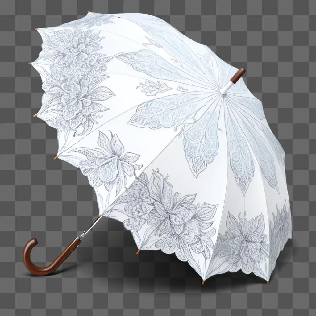 ornate sketch umbrella with floral design