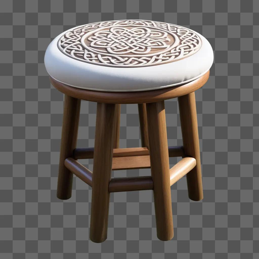 ornate stool with a cushion on top