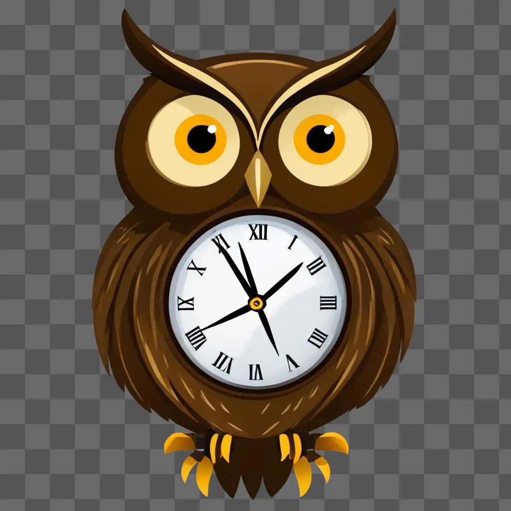 owl clock A brown owl holds a clock to its face