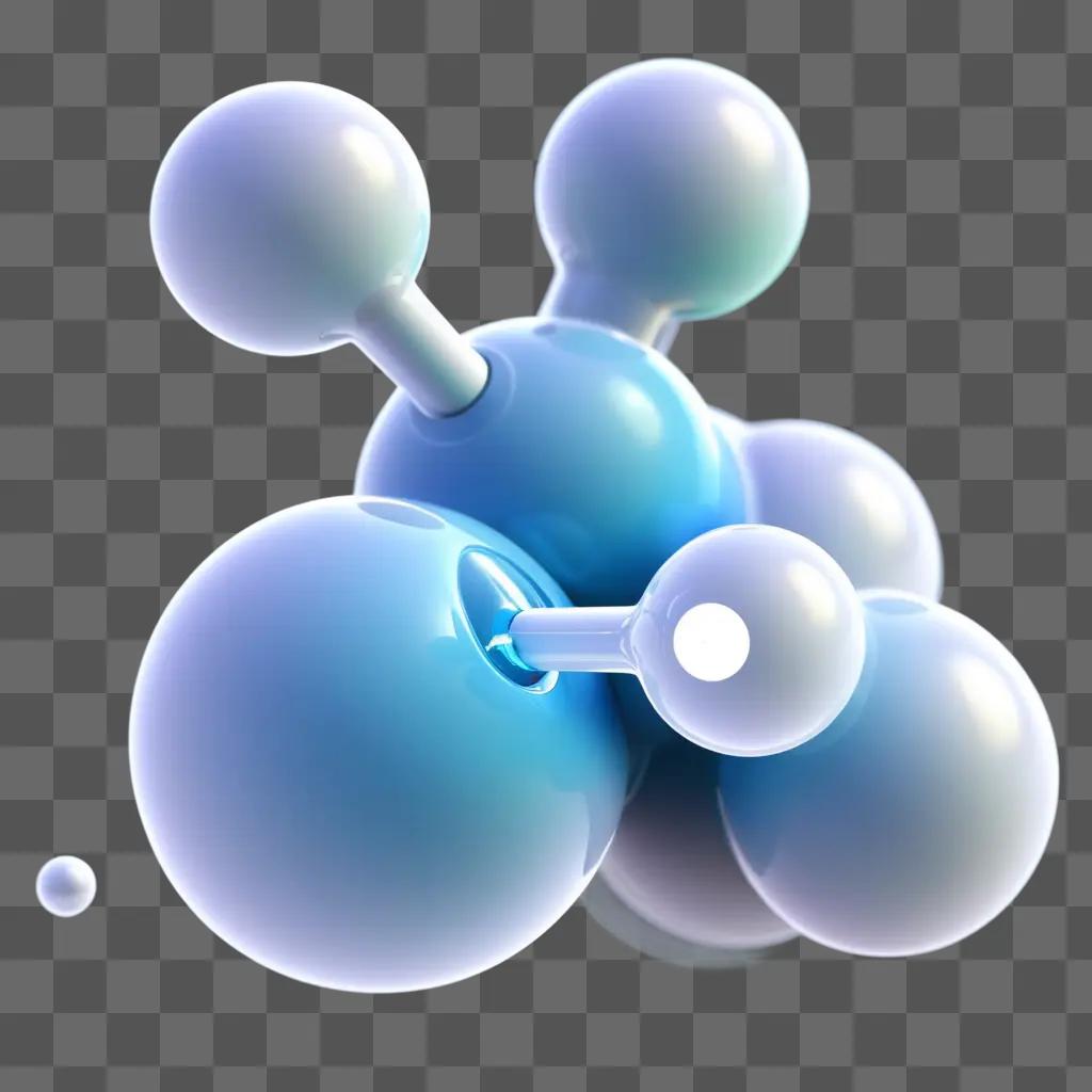 青い球体の中の酸素分子