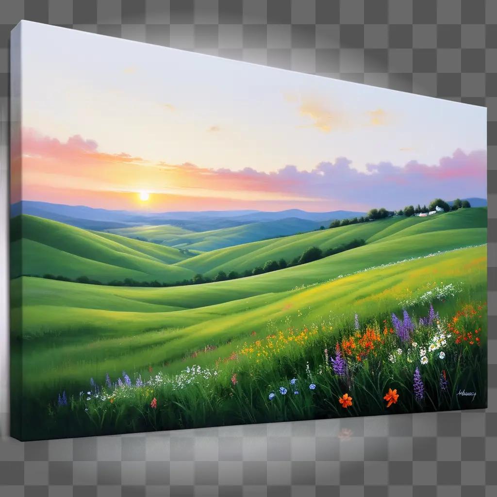 painting of a field on a canvas