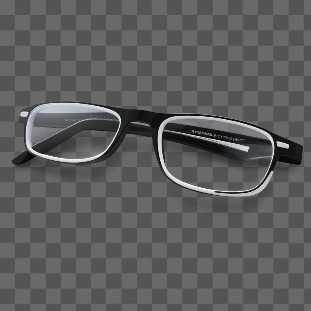 pair of black and white glasses on a gray background