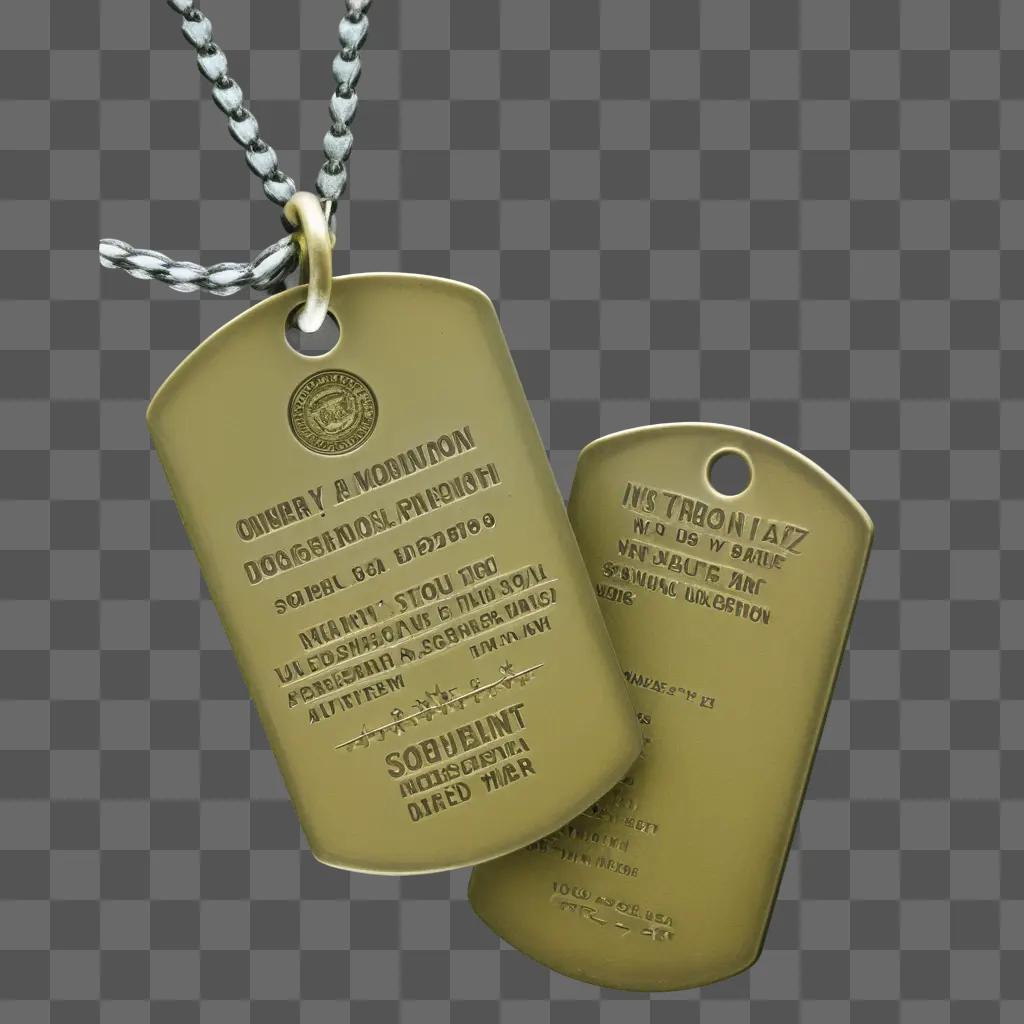 pair of dog tags with an inscription on them