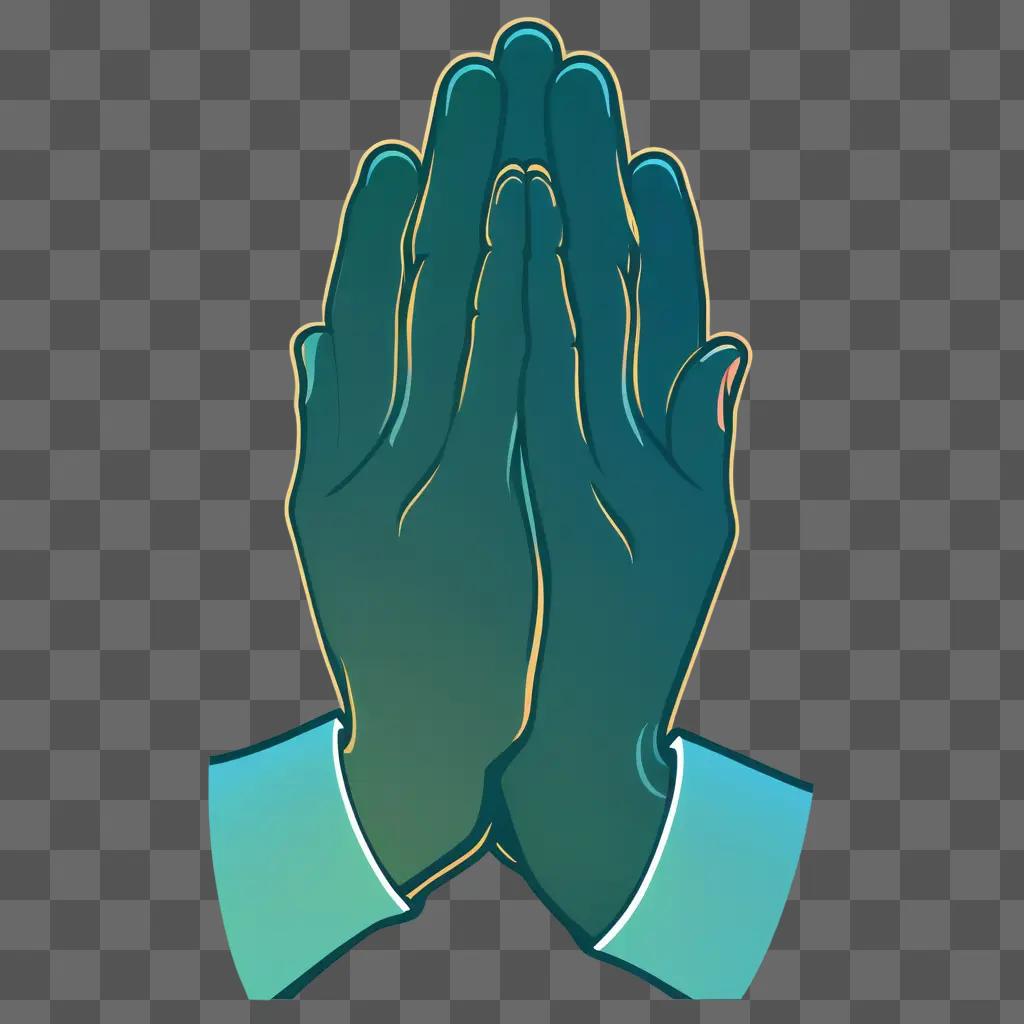 pair of hands praying with glowing fingers