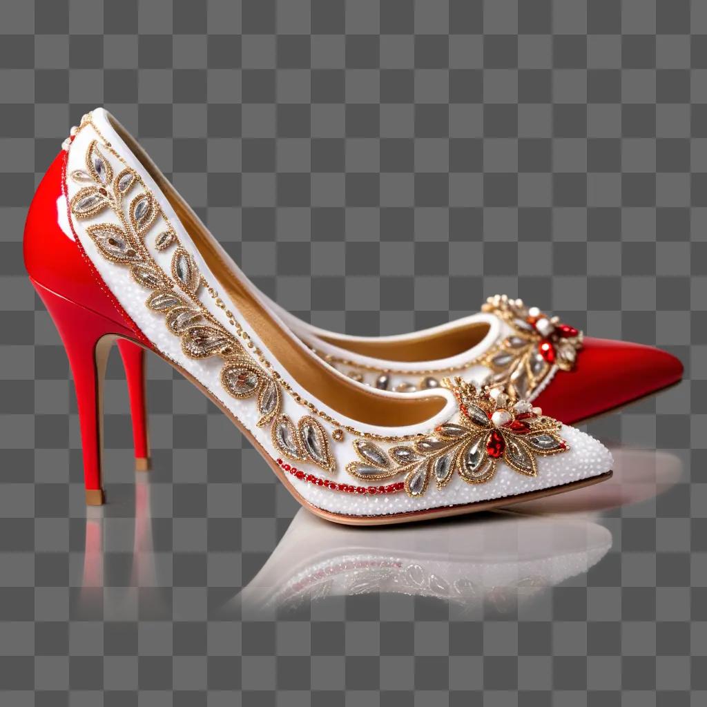 pair of red shoes with gold accents