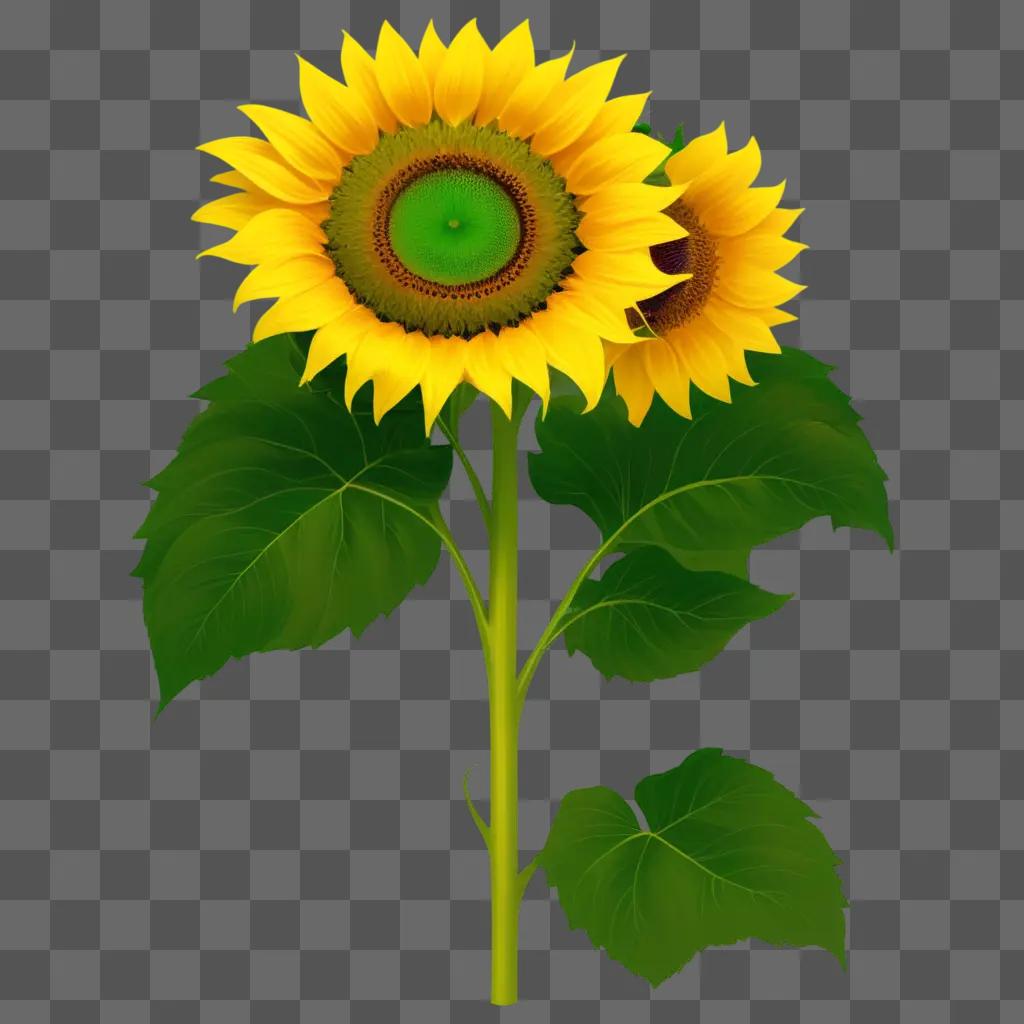 pair of sunflowers in a green background