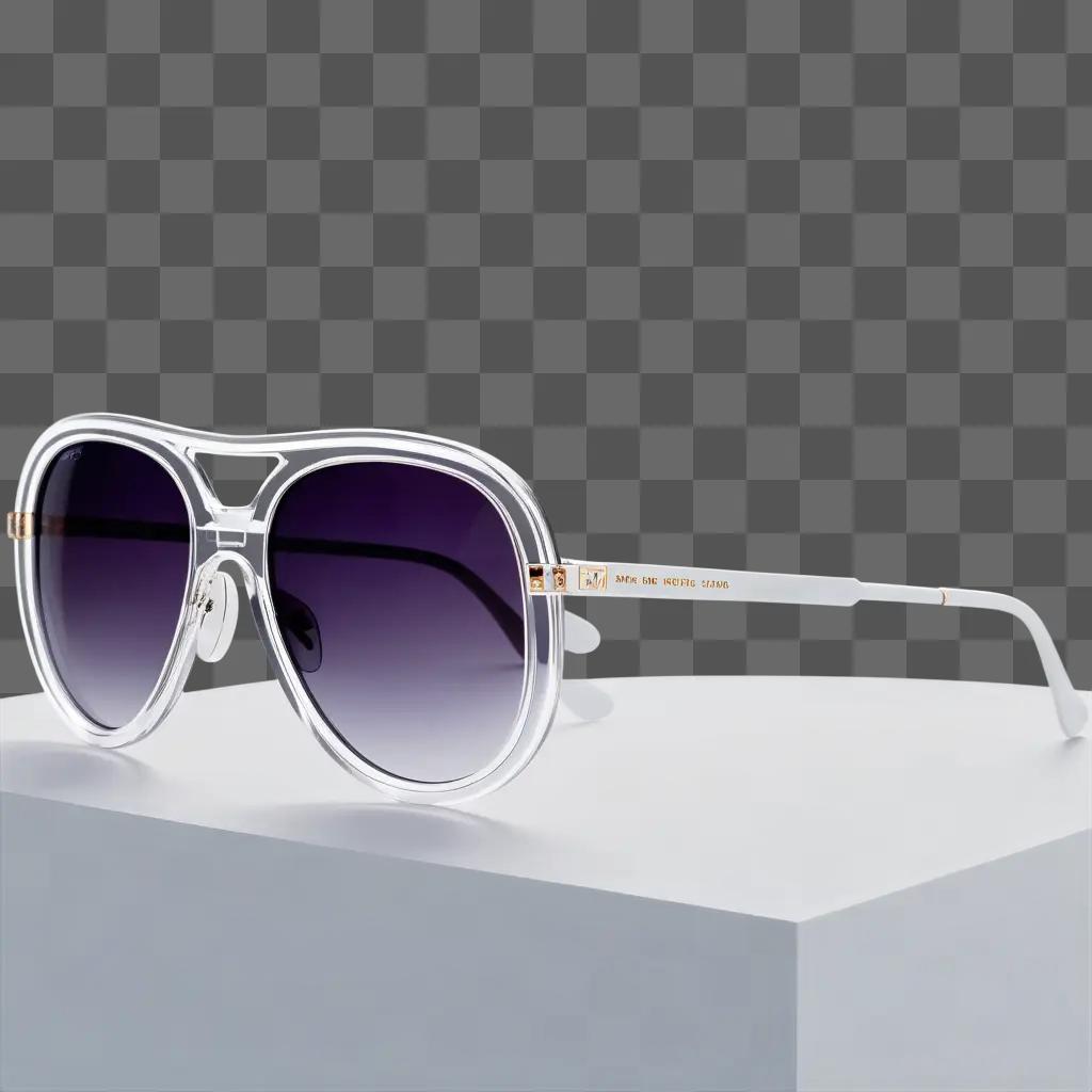 pair of transparent sunglasses on a white background