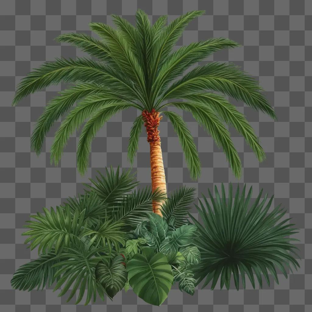 palm tree in a green background with no leaves