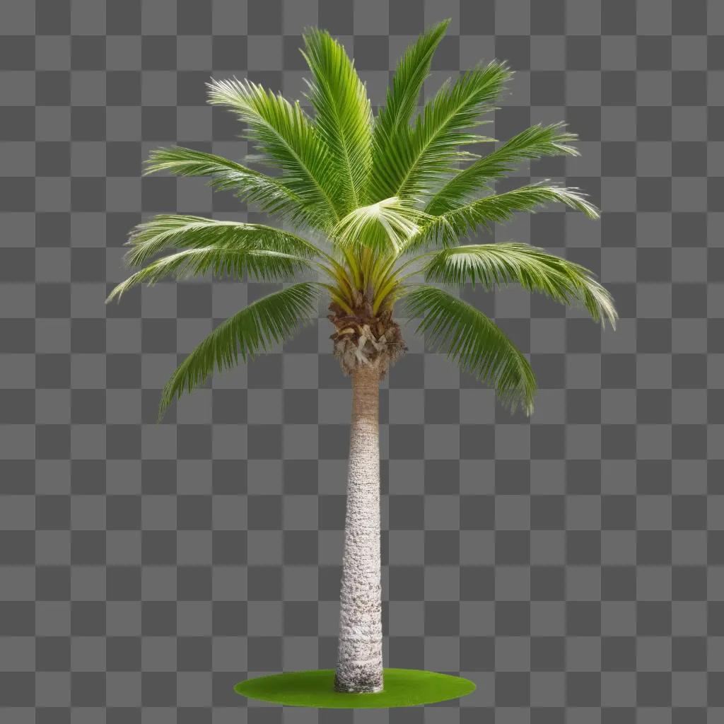 palm tree stands in a green field