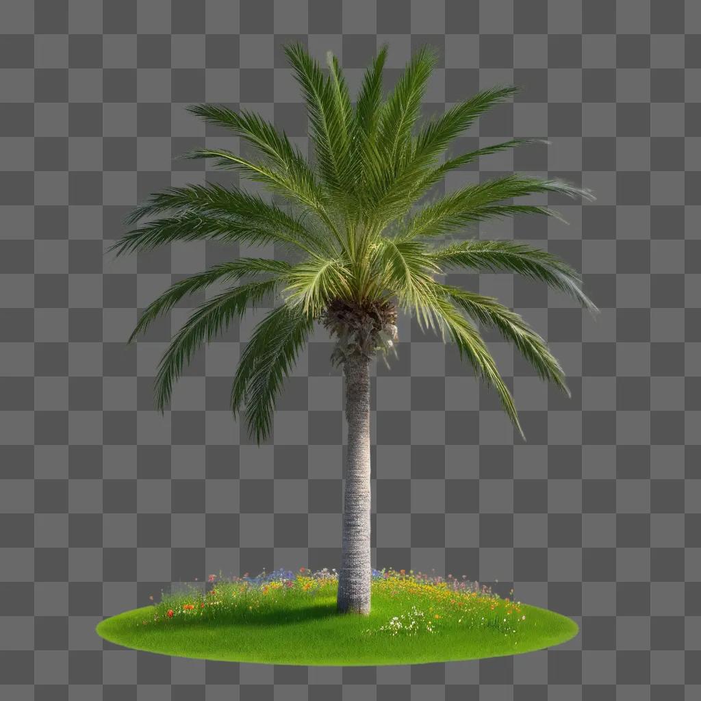 palm tree with no leaves on a green background