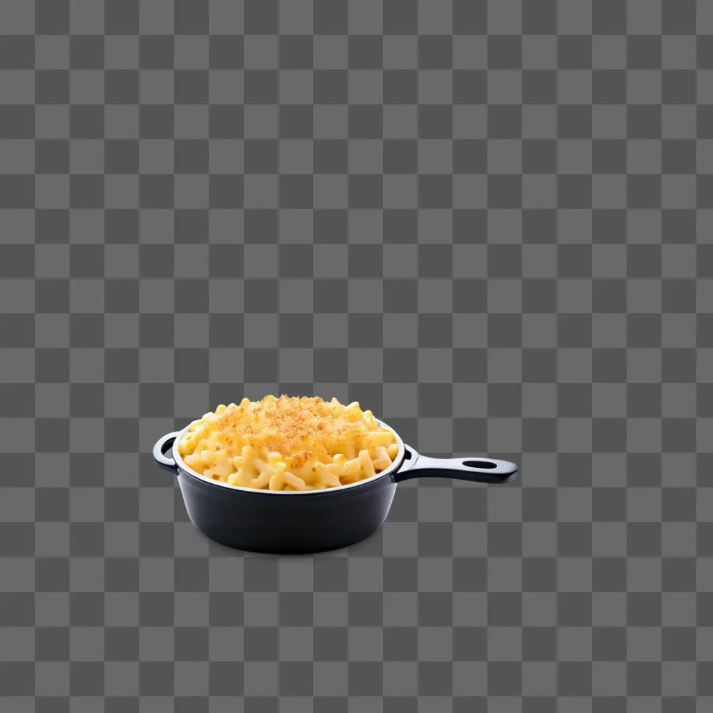 pan of mac and cheese on a brown background