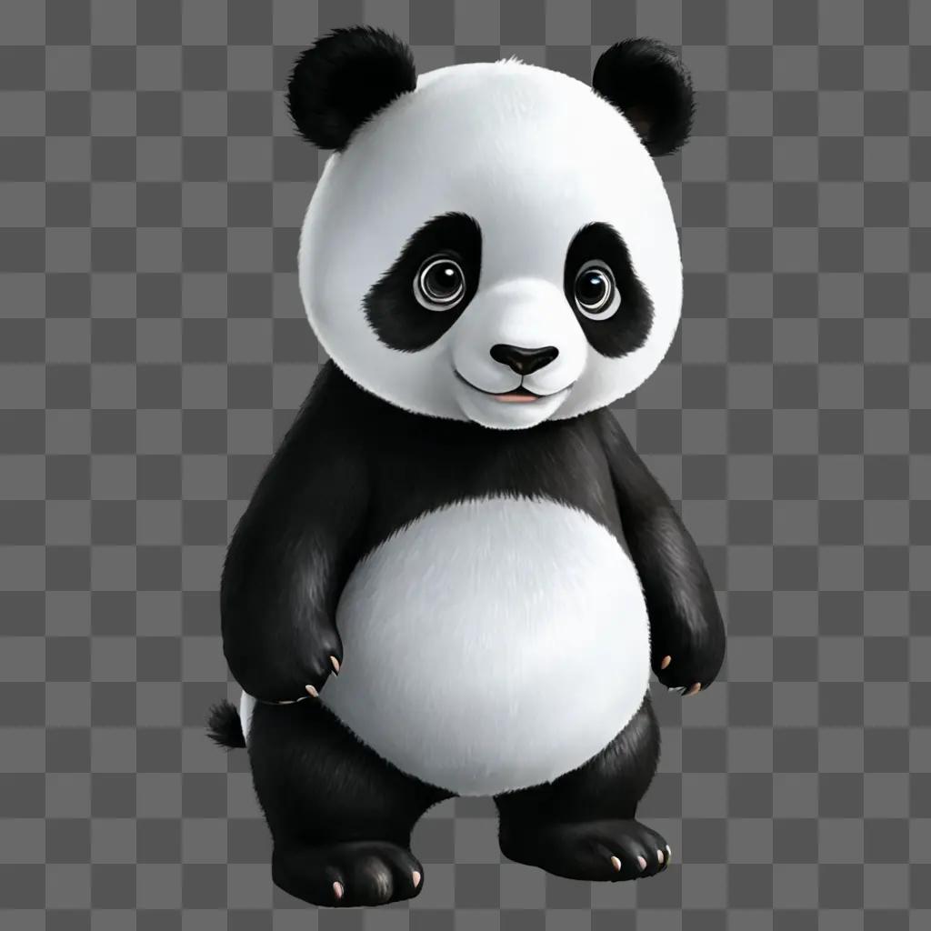 panda drawing realistic A cute cartoon panda bear with a big smile