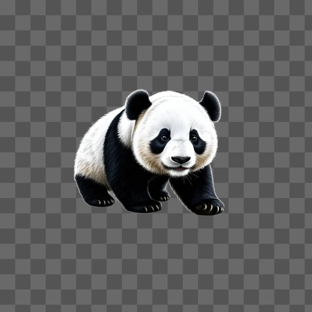 panda is sketched on a gray background