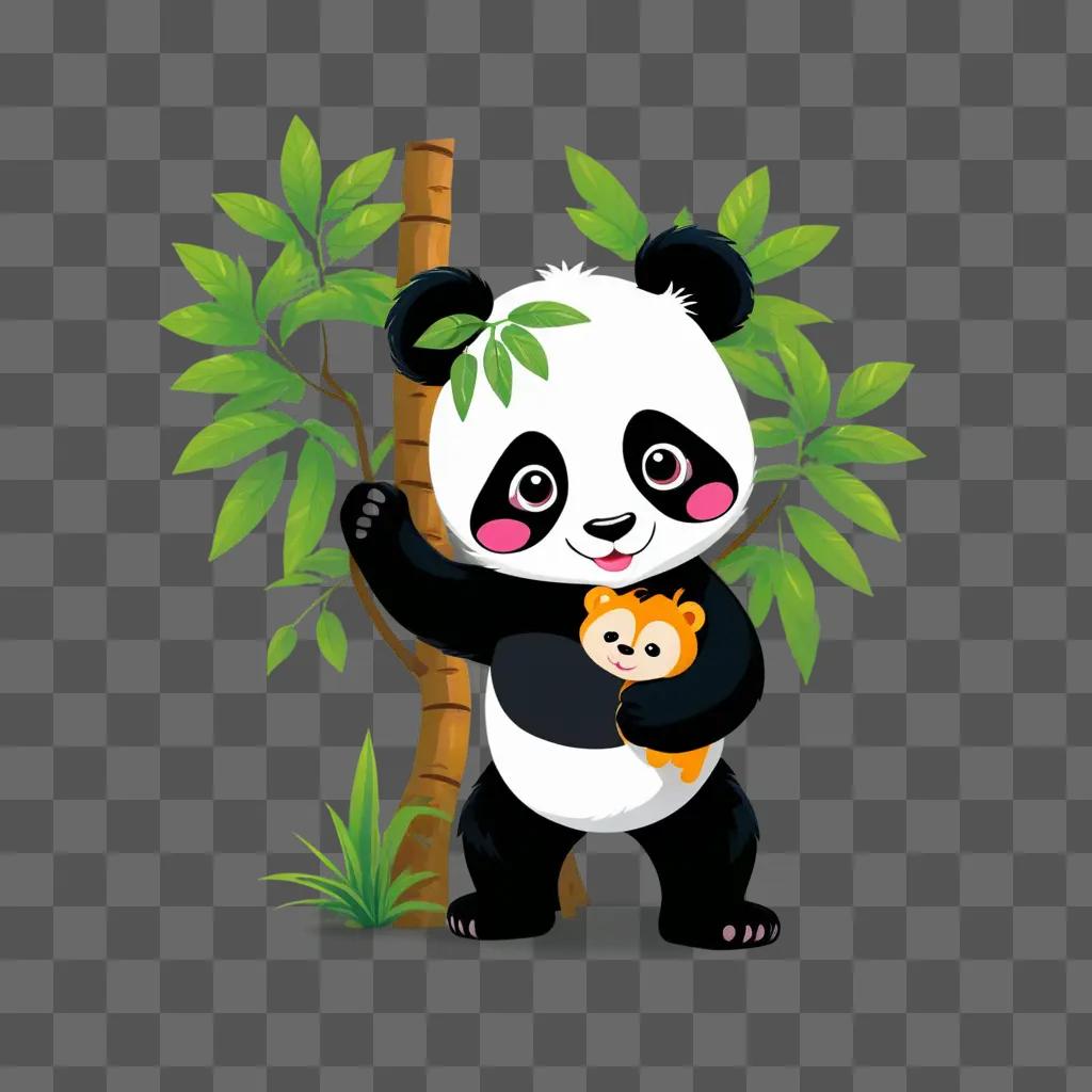 panda with a bear in a tree