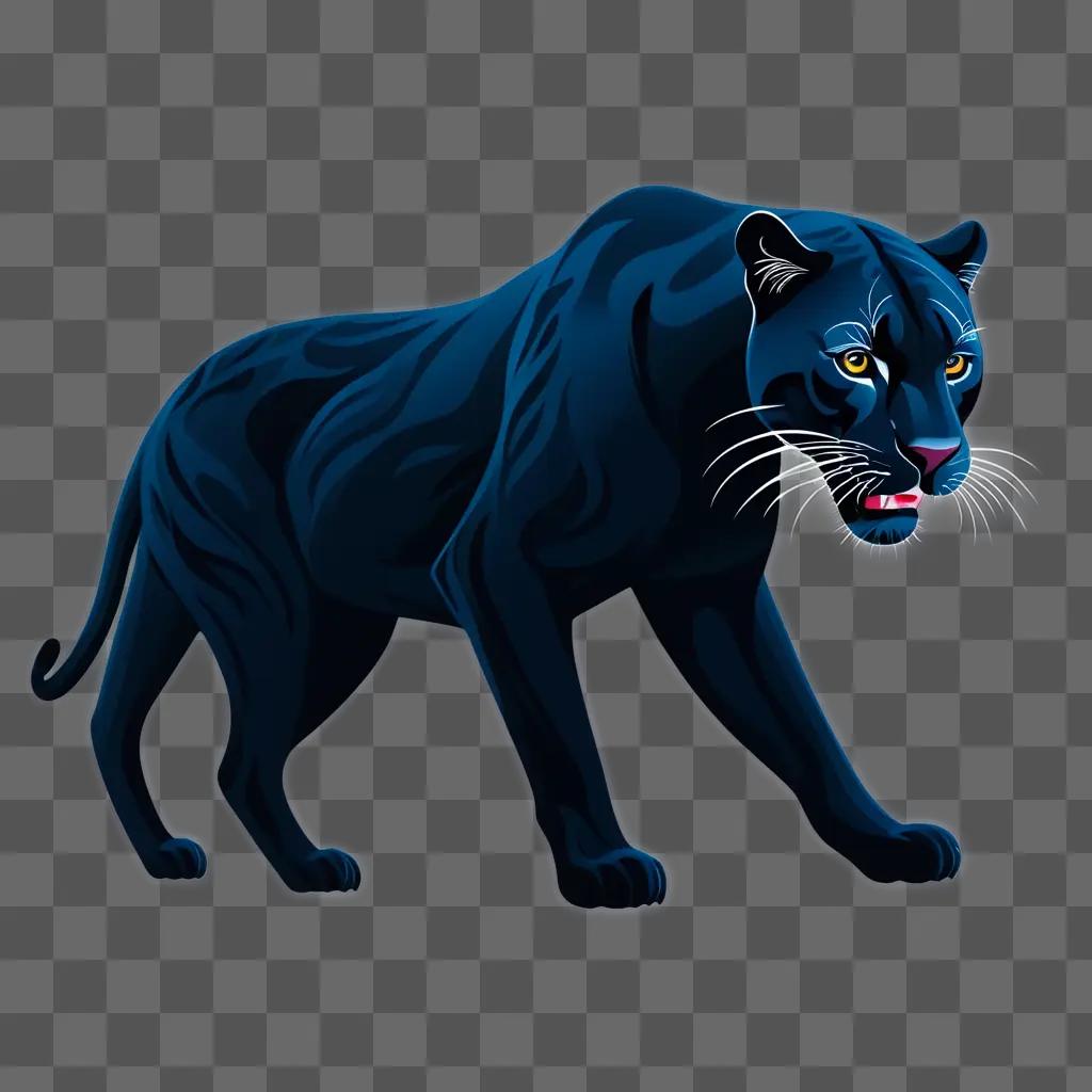 panther walking with glowing eyes and whiskers