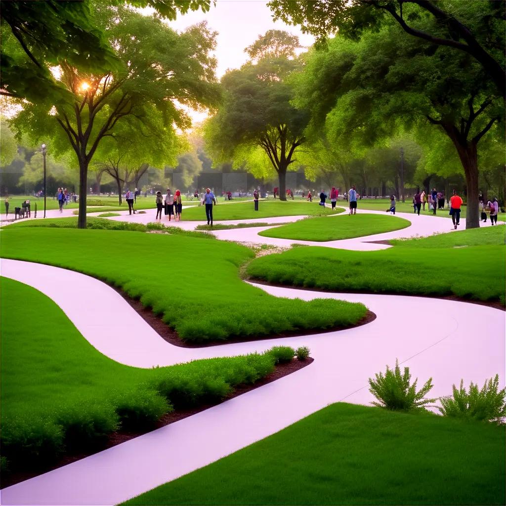 park with a lot of people walking around