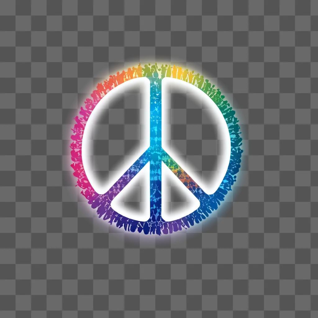 peace sign with a rainbow of people surrounding it