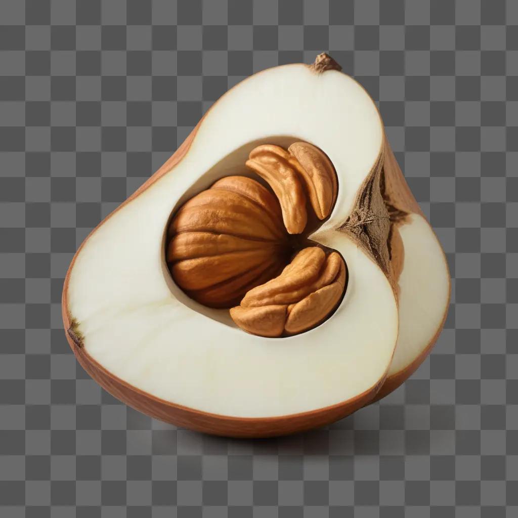 pear with a nutty inside it