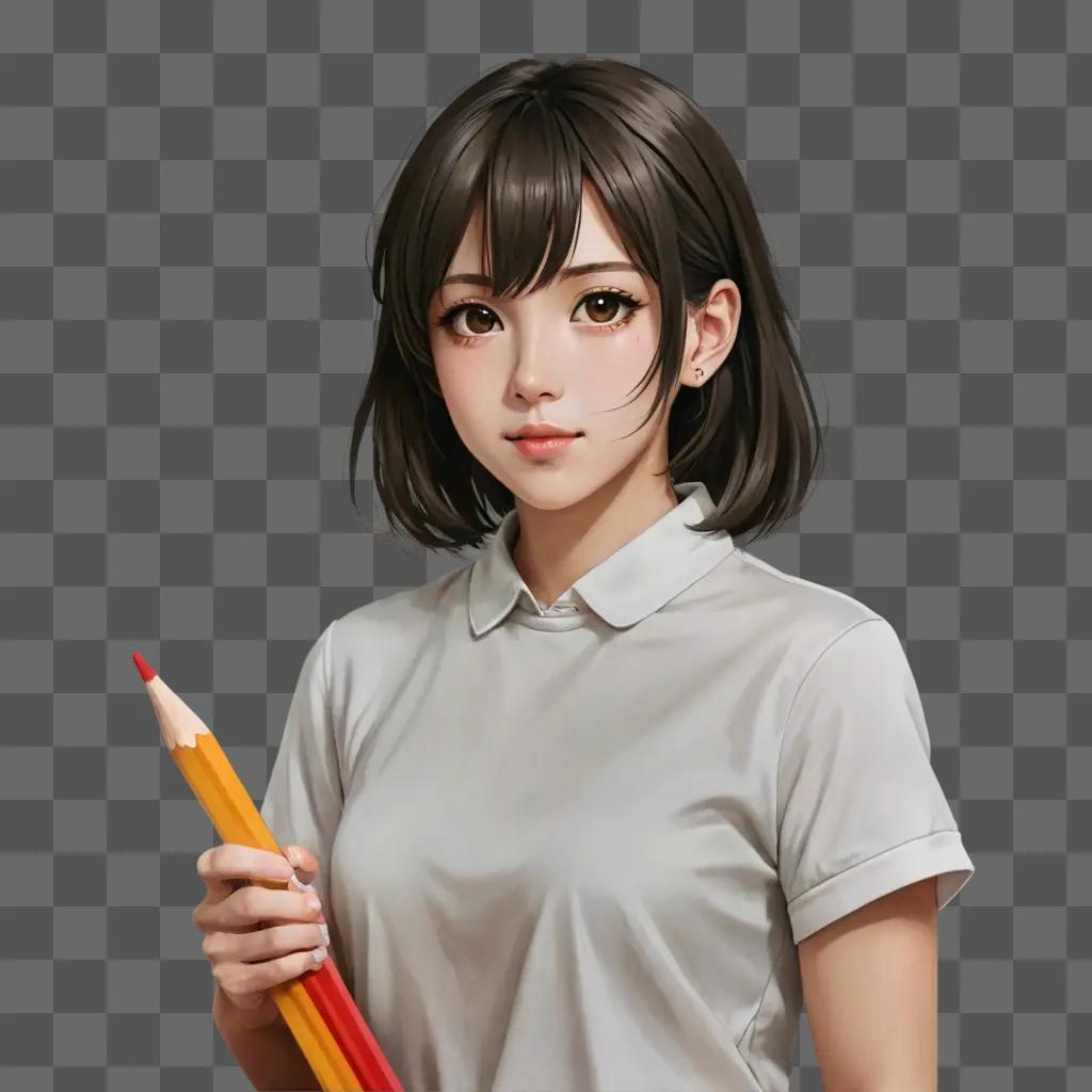 pencil anime girl drawing An anime girl holds a pencil with vibrant colors