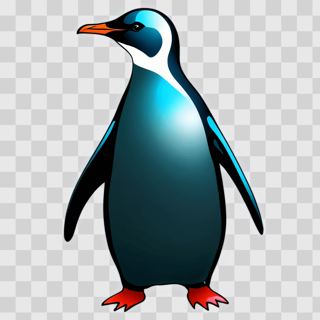 penguin clipart A blue and white penguin standing on its hind legs