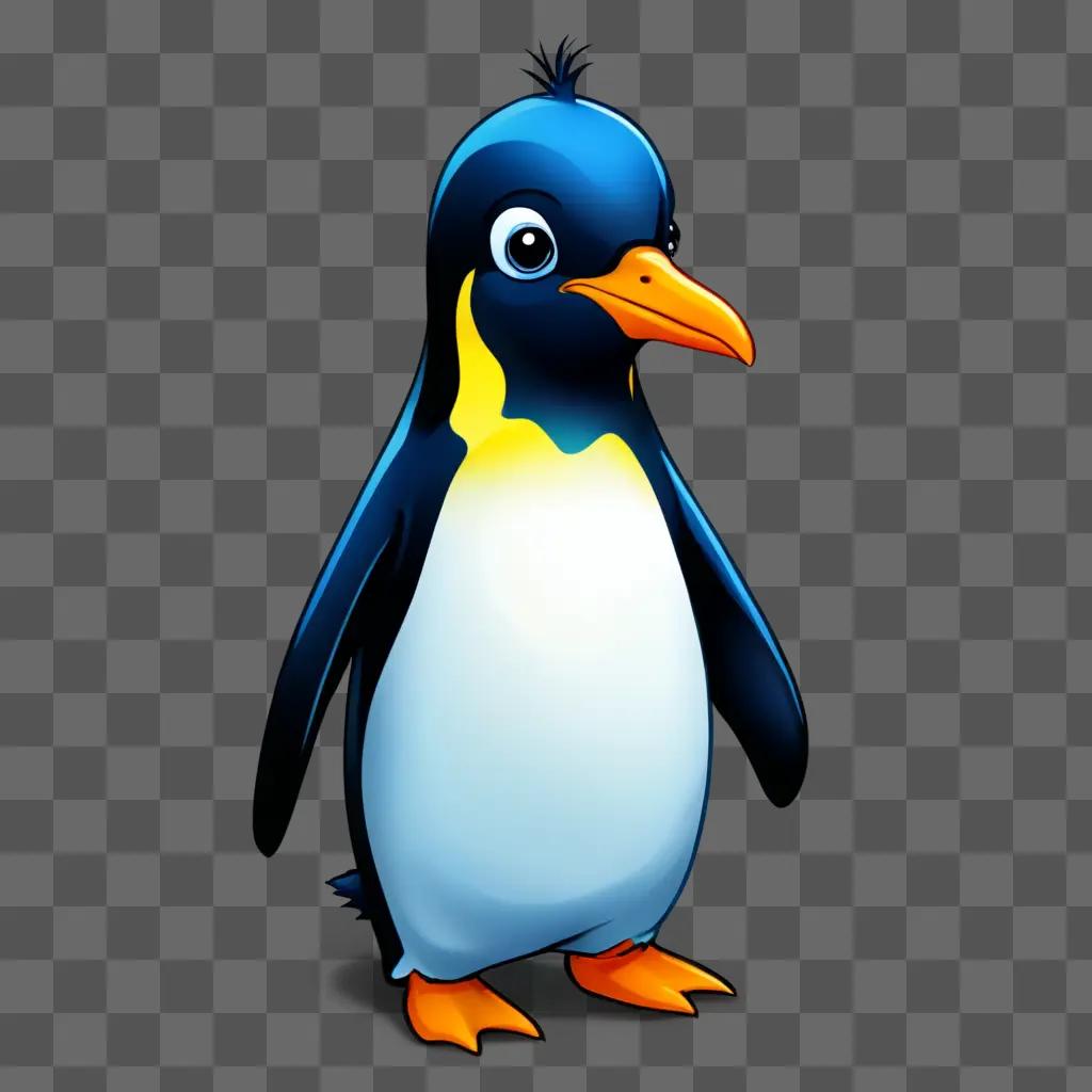 penguin clipart A cartoon penguin on a dark background