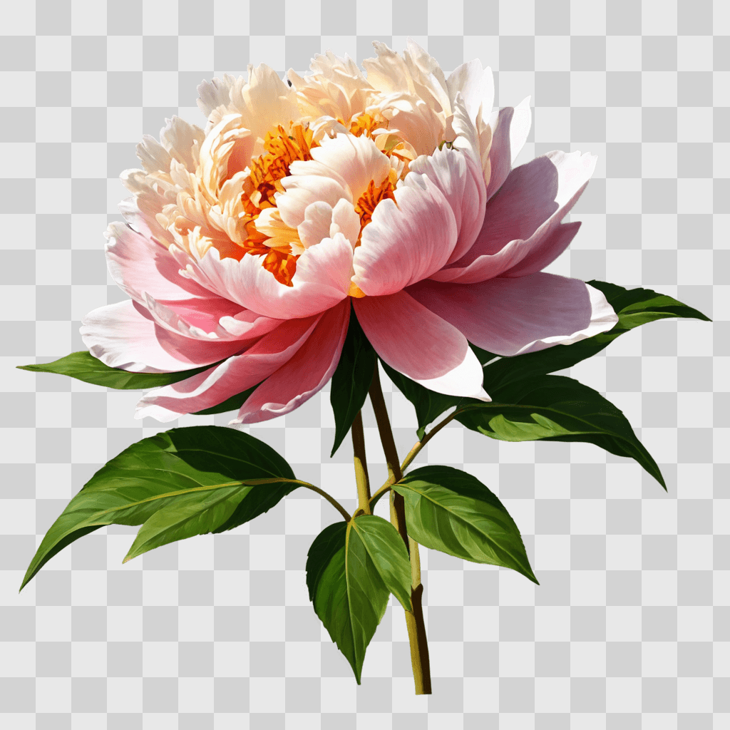 peony flower drawing A beautiful pink flower with yellow centers