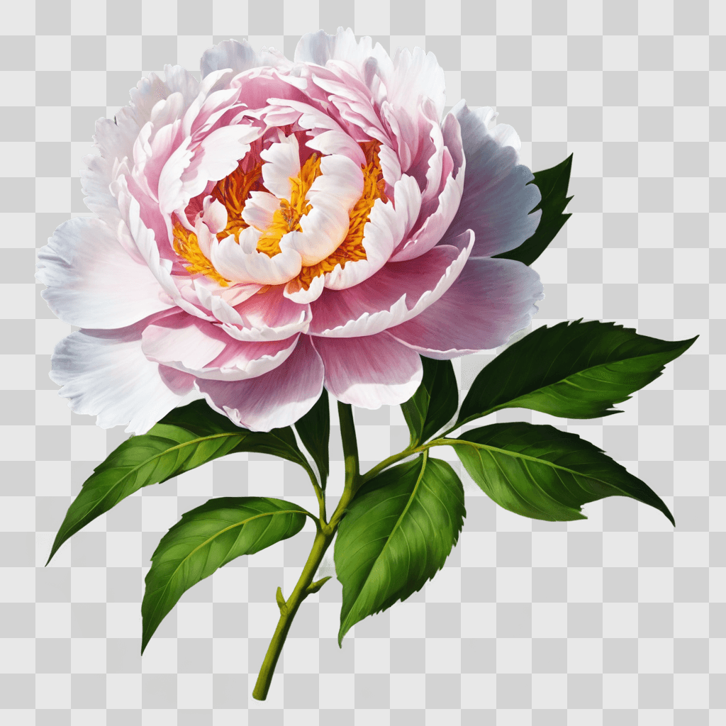 peony flower drawing A pink flower with white and yellow petals