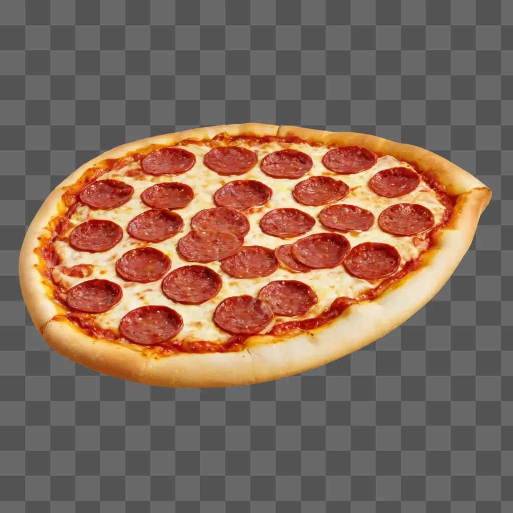 pepperoni pizza clipart A pepperoni pizza sits on a peach background