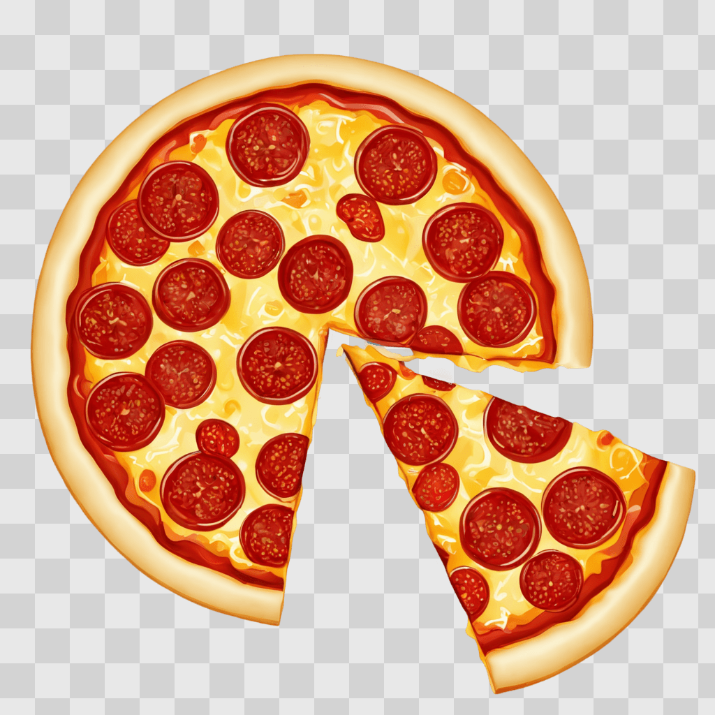 pepperoni pizza clipart A slice of pepperoni pizza on a brown background