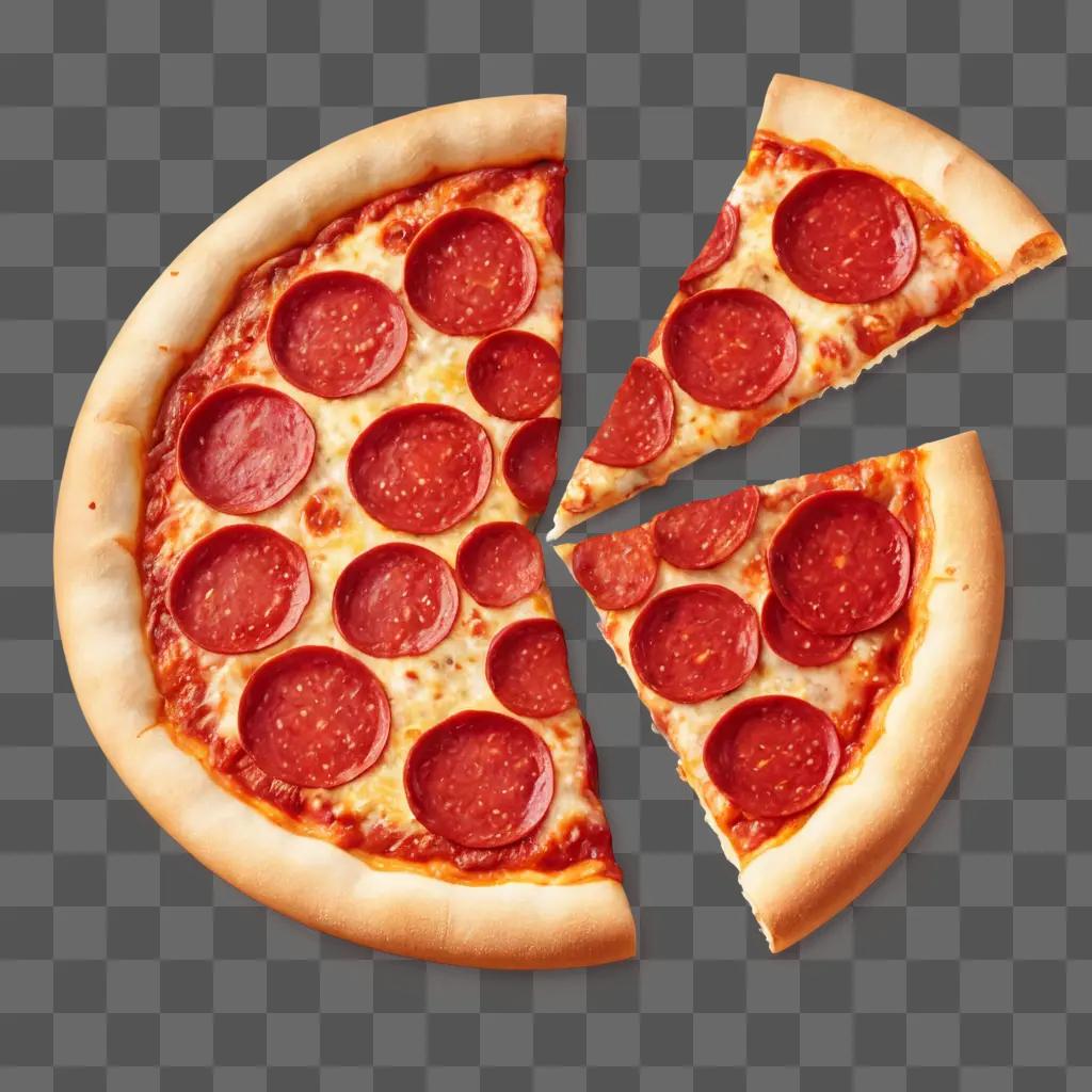 pepperoni pizza clipart Sliced pepperoni pizza on a brown background