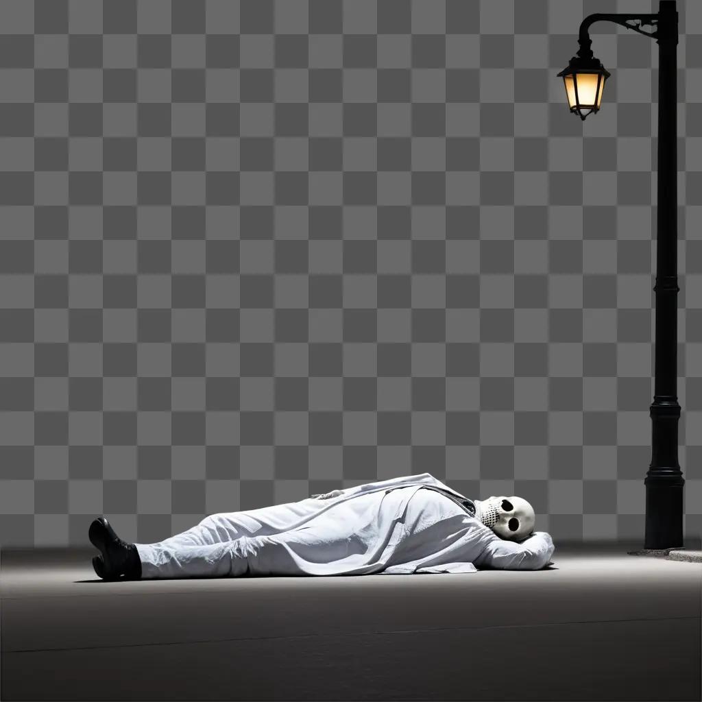 person laying in the dark with a mask on