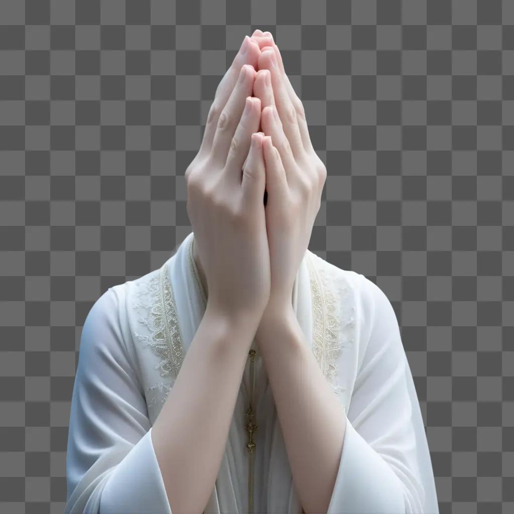 person praying with hands together