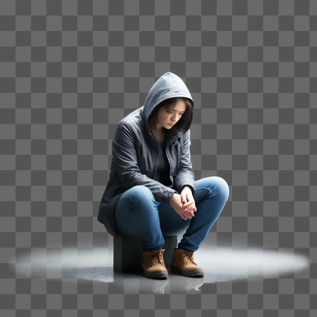 person with a hoodie sitting in the dark