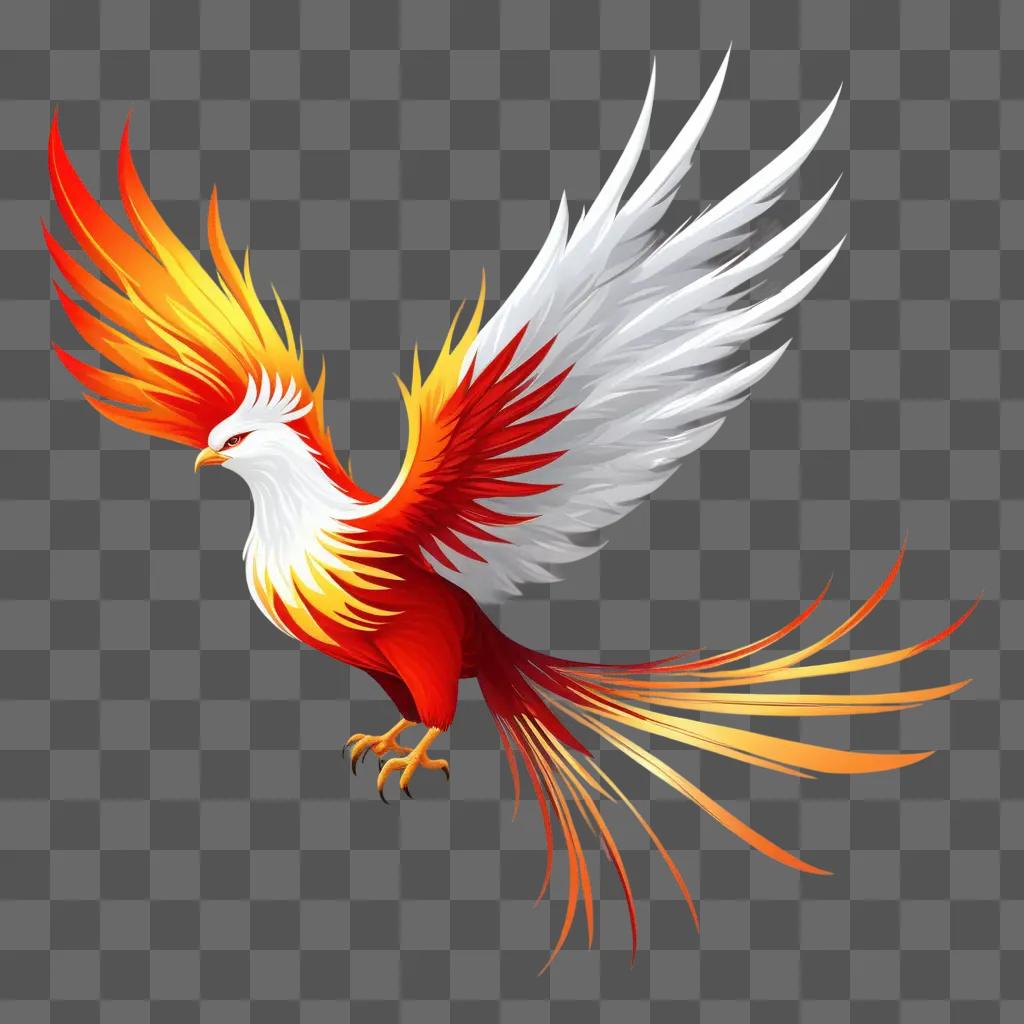 phoenix bird spreads its wings on a tan background