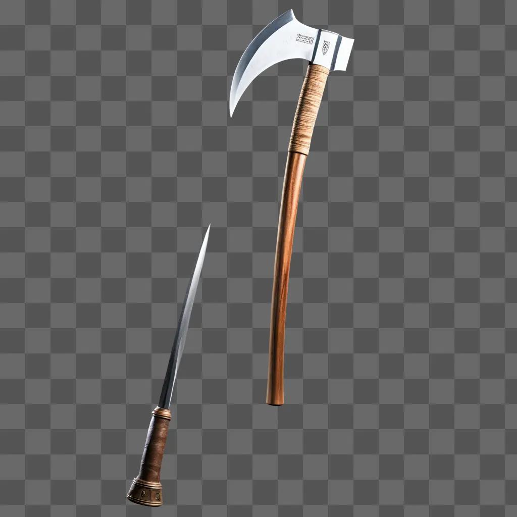 pick axe and sword on a grey background