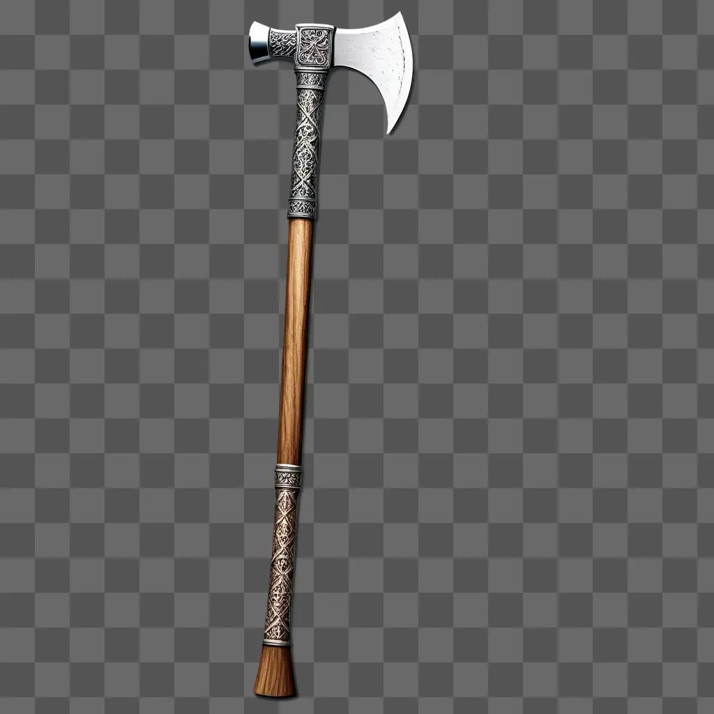 pick axe with a wooden handle and silver blade