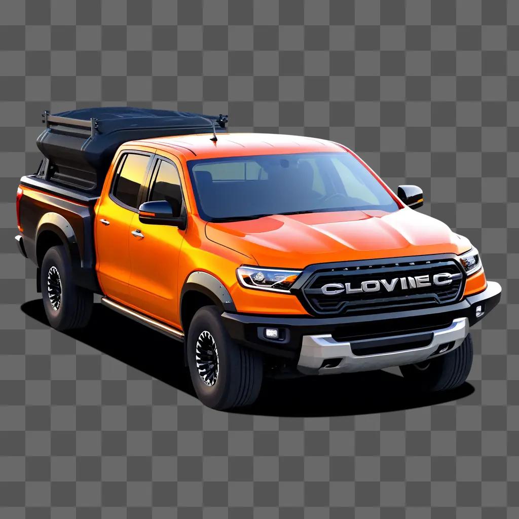 pick-up truck with a black bed and orange paint