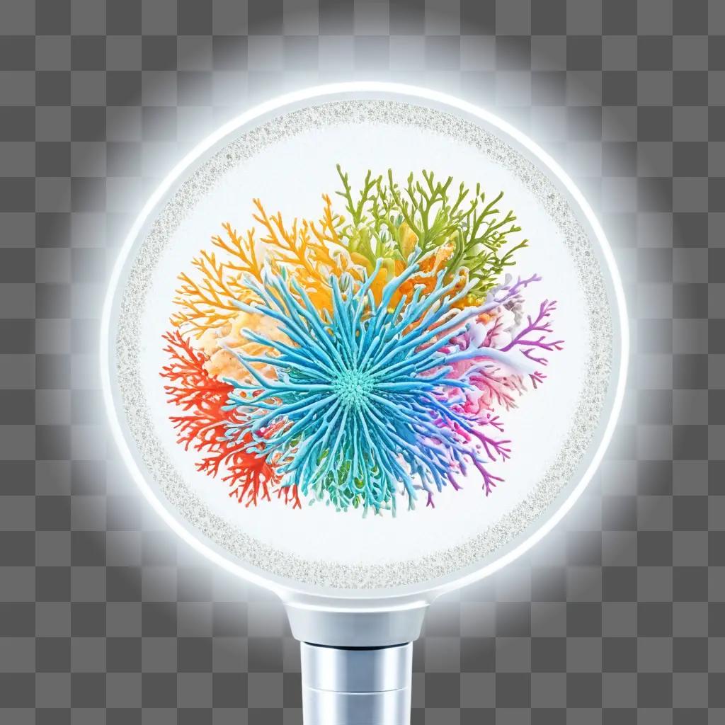 電球に映る色とりどりの珊瑚の絵