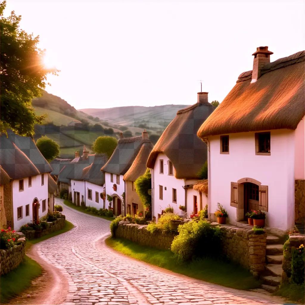 picturesque village with stone houses and cobblestone streets