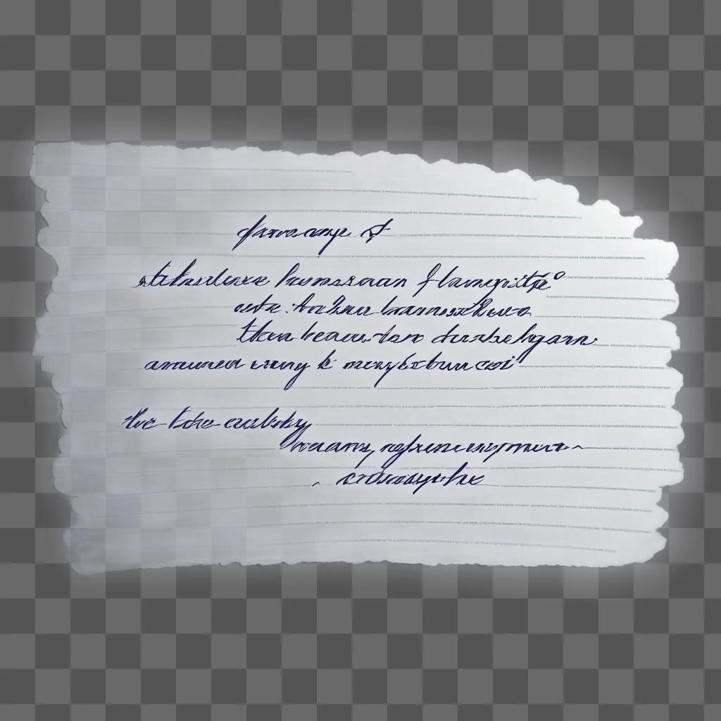 piece of paper with handwritten text in a transparent pen