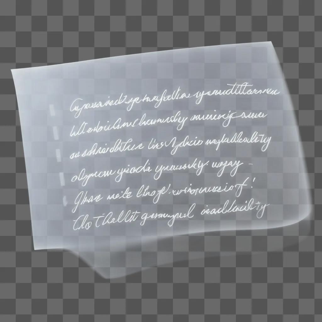 piece of transparent handwriting art