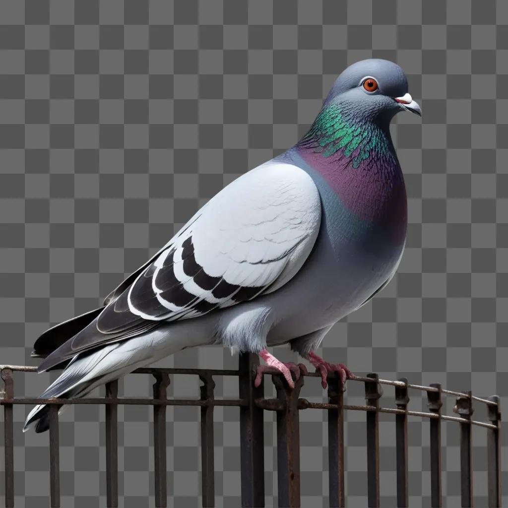 pigeon sitting on a metal fence post