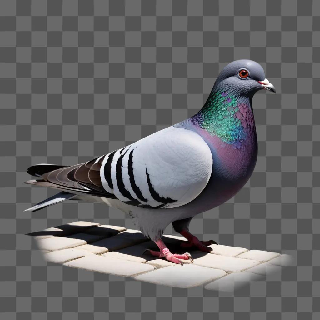 pigeon stands on a stone surface in the sun