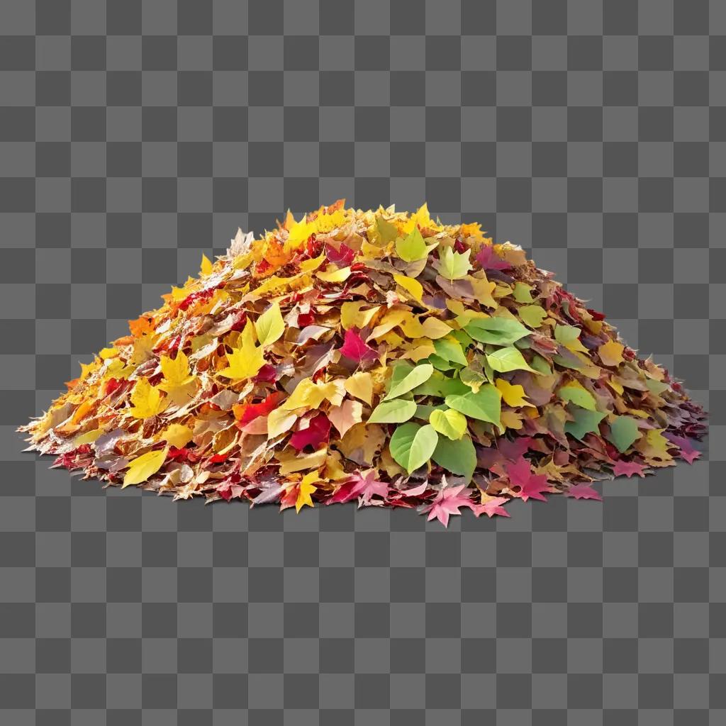 pile of colorful leaves on a brown background