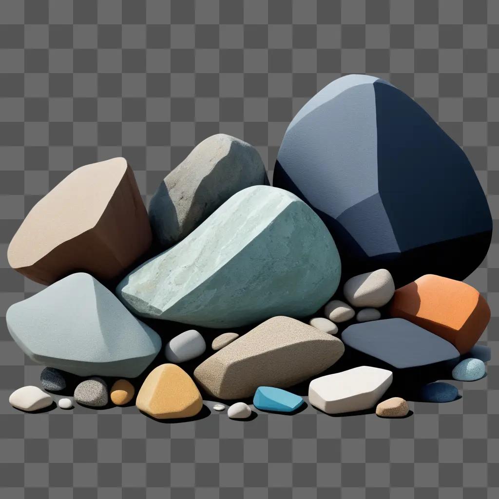 pile of colorful rocks sits on a gray surface