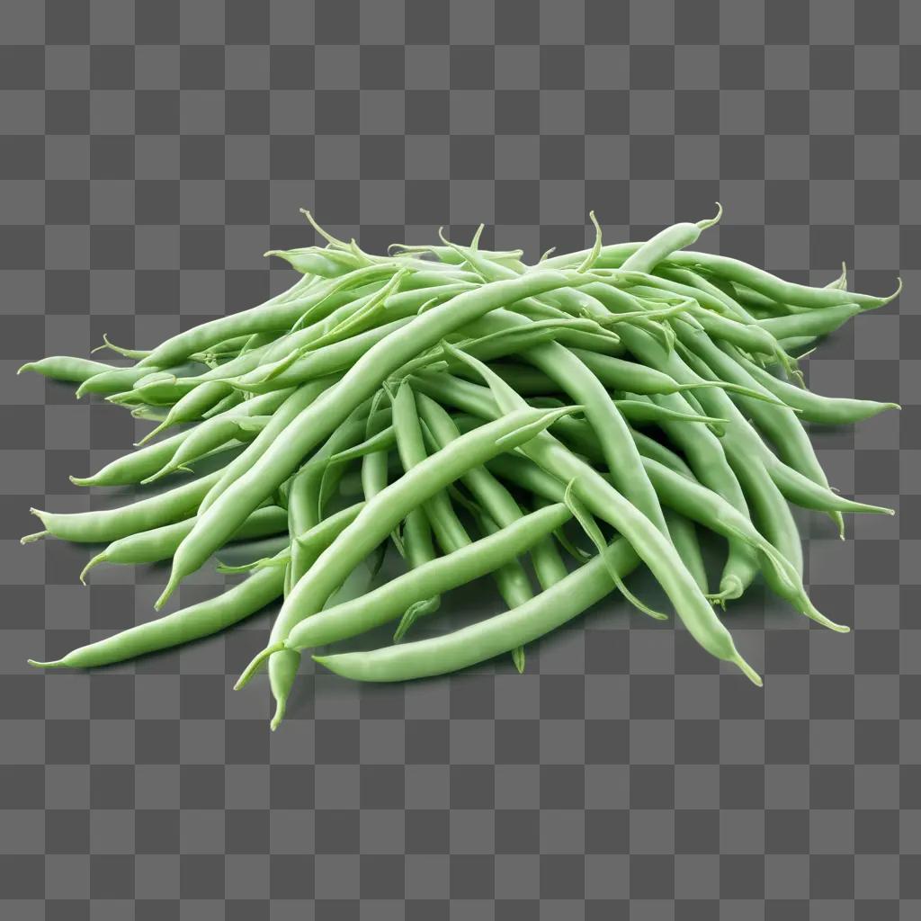 pile of green beans on a green background